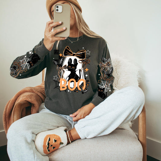 Halloween Boo DTF Transfer, Spooky Season DTF Transfers, Ghost DTF Transfer, Halloween Transfers Ready For Press, Boo Ghost Cat Dtf Transfer