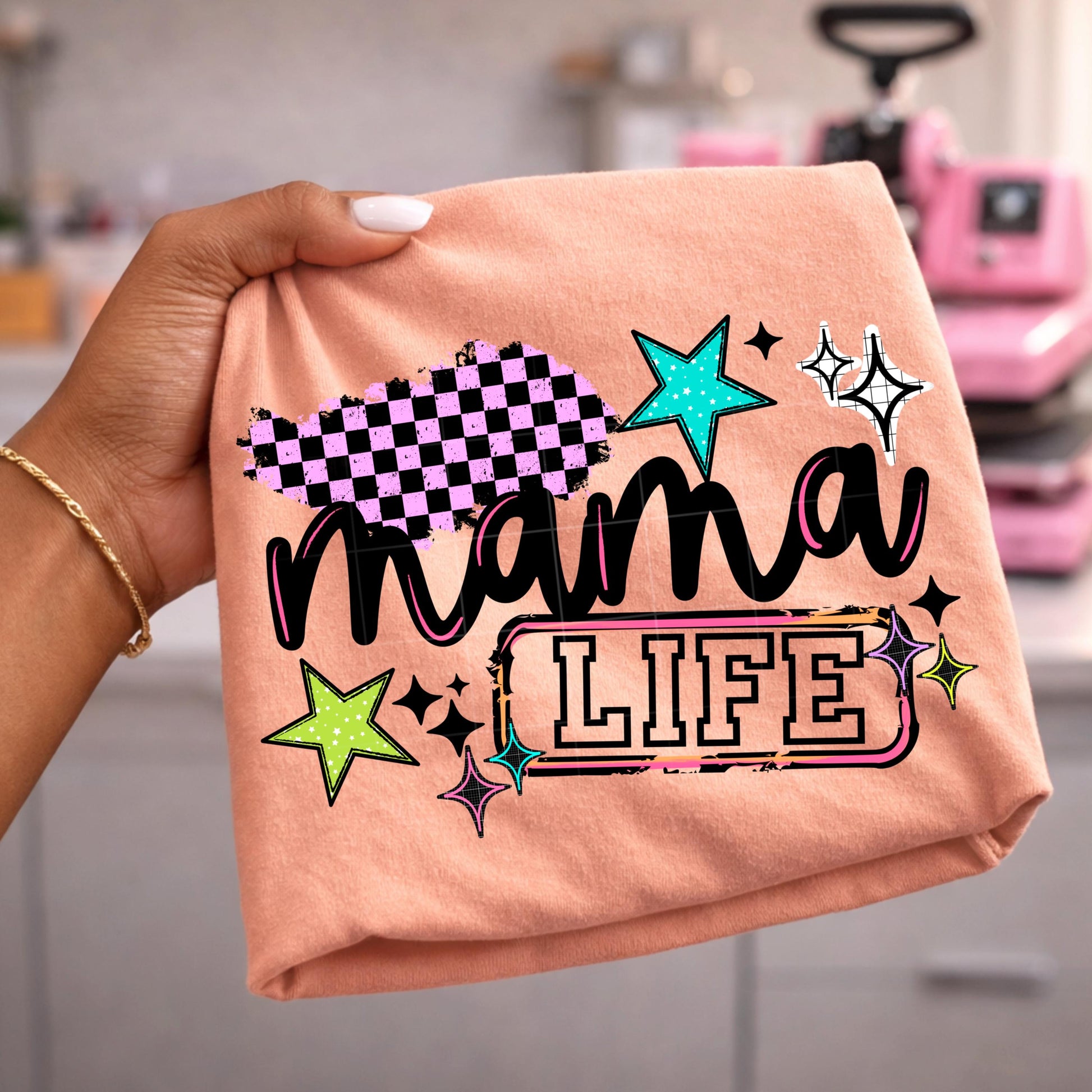 Mama Life DTF Transfer Ready For Press, Motherhood DTF Prints, Heat Press Transfer, Direct To Film, Custom Dtf Transfer, Mom DTF Prints