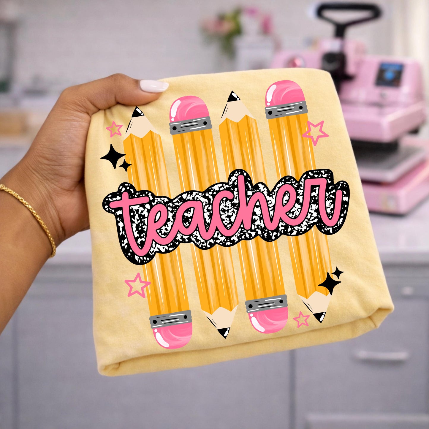 Teacher DTF Transfer Ready For Press, Teacher Dtf Prints, Direct To Film, Heat Press Transfer, Back To School Transfer, Teacher Pencils Dtf