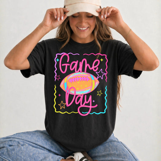 Game Day Football DTF Transfer, Colorful Ready To Press, Girls Sports Shirt, All Sizes