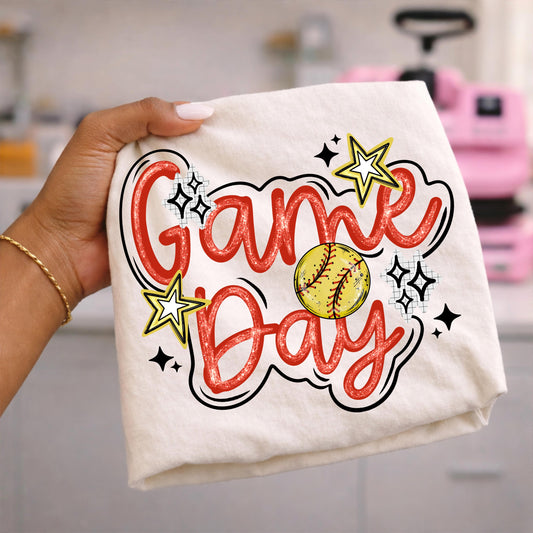 Game Day Softball DTF Transfer, Ready To Press, Direct To Film, Wholesale Transfers