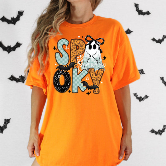 Checker Spooky DTF Transfer Ready For Press, Halloween DTF Print, Heat Press Transfer, Direct To Film, Spooky Season Transfer, Custom DTF