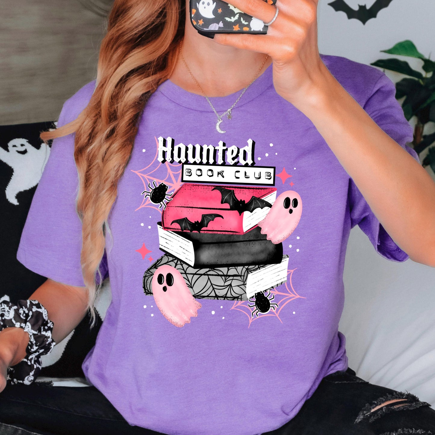 Haunted Book Club DTF Transfer Ready For Press, Halloween DTF Print, Heat Press Transfer, Direct To Film, Spooky Season Transfer, Custom DTF