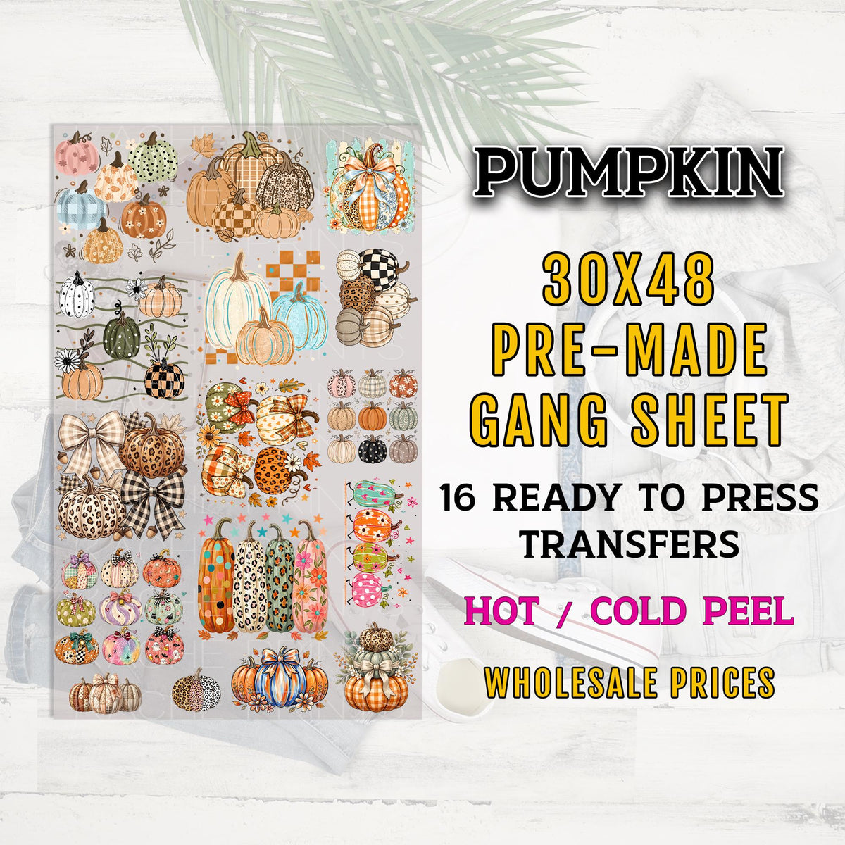 Pumpkin DTF Transfers, Fall Ready to Press DTF Transfer, Thanksgiving, Autumn Premade Gang Sheet