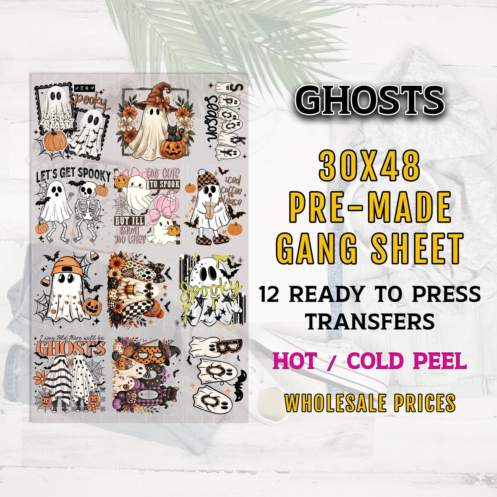 Halloween Ghost Gang Sheet DTF Transfer, Spooky Ghosts Transfers, Witches DTF Prints, Direct to Film