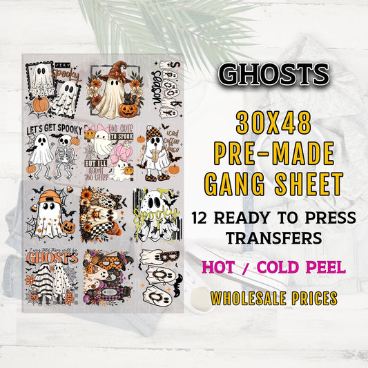 Halloween Ghost Gang Sheet DTF Transfer, Spooky Ghosts Transfers, Witches DTF Prints, Direct to Film