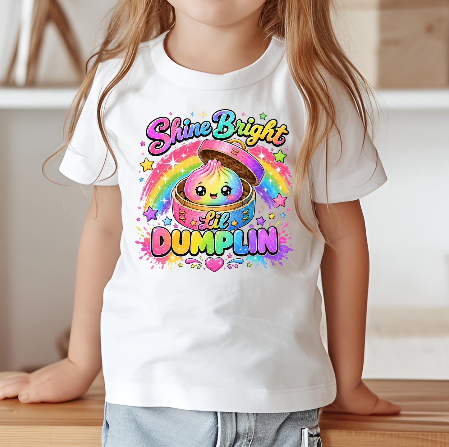 Shine Bright Lil Dumplin DTF Transfer, Ready To Press, Squishy DTF Print, Hot Peel
