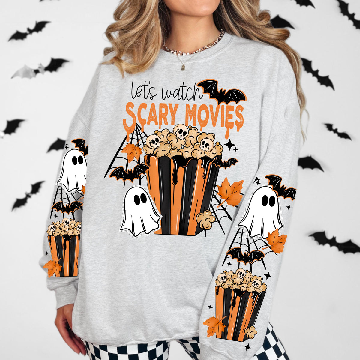 Scary Movies DTF Transfer, Halloween Popcorn Ghosts Ready to Press, Direct to Film, Custom Transfers