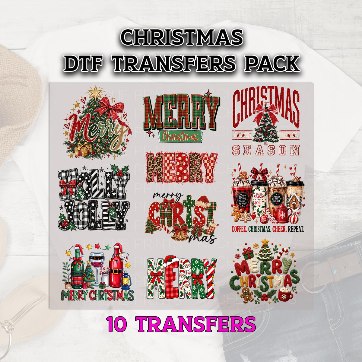 Christmas DTF Transfer Grab Bag, Merry DTF Transfers, Dtf Prints, Ready to Press, Holiday DTF Pack