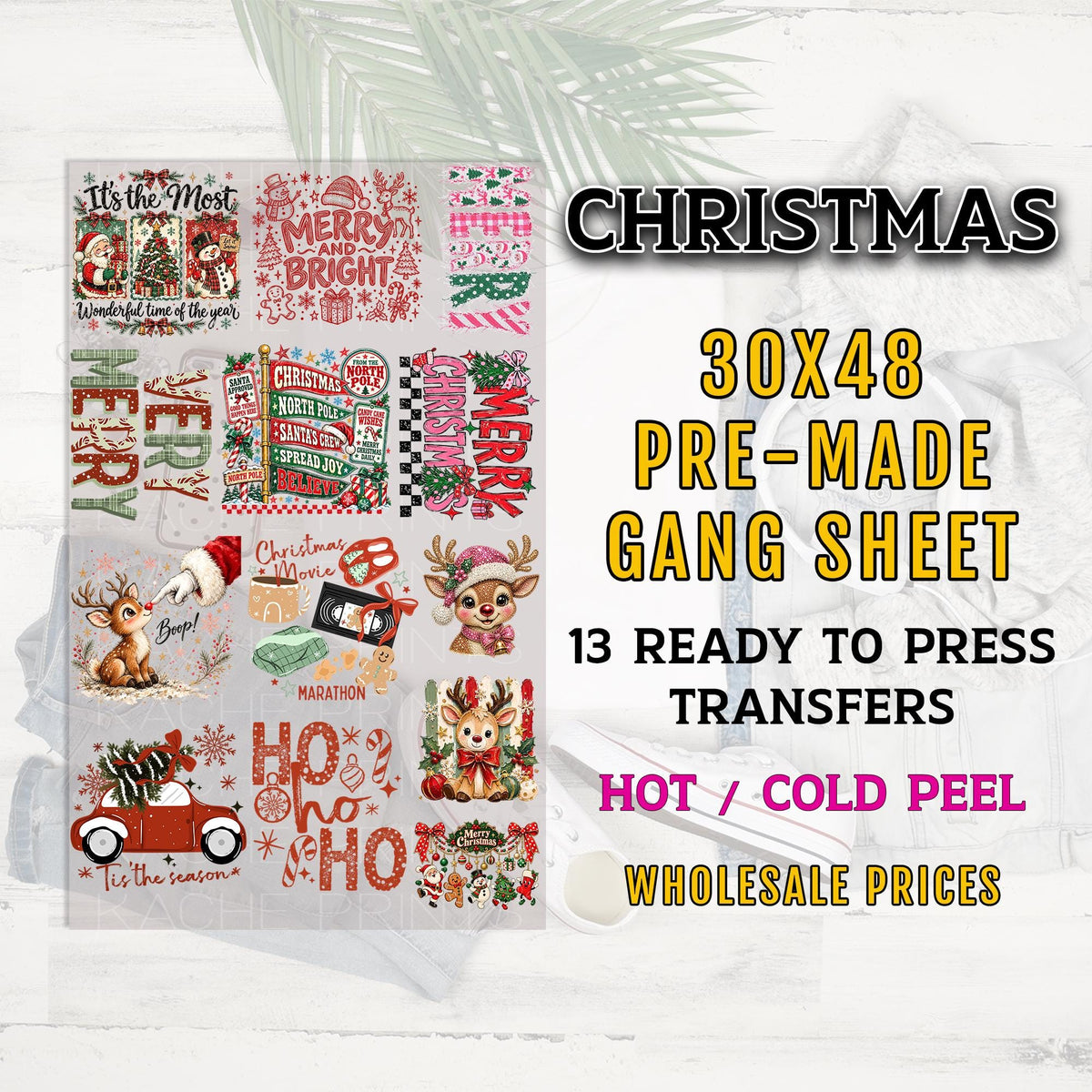 Christmas Gang Sheet, Merry Christmas DTF Transfer Ready For Press, Holiday Gang Sheet, Christmas Dtf Prints, Ho Ho Ho
