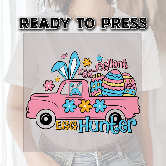 Easter DTF Transfer, DTF Transfer Ready For Press, Egg-cellent Egg Hunter, Heat Press Transfer, Ready For Press Heat Transfers, Kids DTF