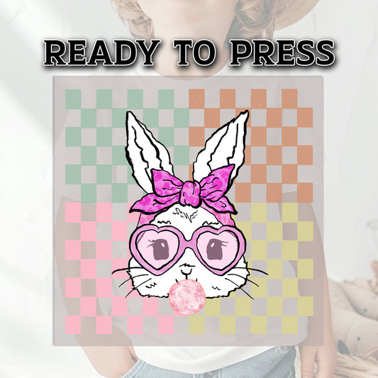 Easter Bunny With Glasses DTF Transfer, DTF Transfer Ready For Press, Heat Press Transfer, Heat Transfer, Ready For Press Heat Transfers
