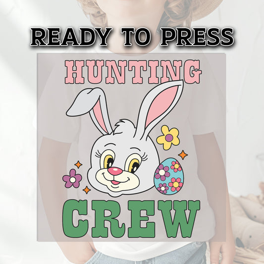 Easter DTF Transfer, DTF Transfer Ready For Press, Hunting Crew, Heat Press Transfer, Easter Transfer, Ready For Press Heat Transfers, DTF