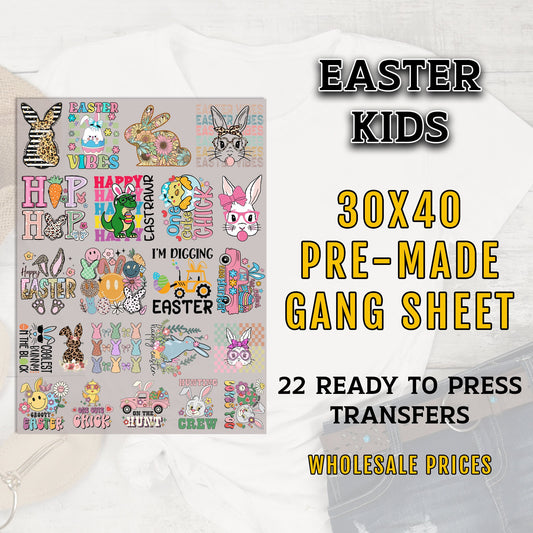 Easter Gang Sheet, Easter DTF Transfer, DTF Transfer Ready For Press, Easter Premade Gang Sheet, Heat Transfer, Custom Transfers, Kids DTF
