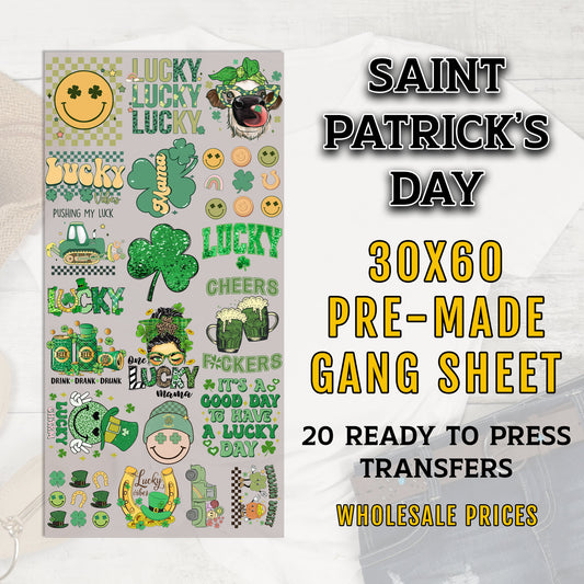 St Patrick Day DTF Transfer, DTF Transfer Ready For Press, Premade Gang Sheet, Heat Transfer, Custom Transfers, Heat Press Transfer, Dtf