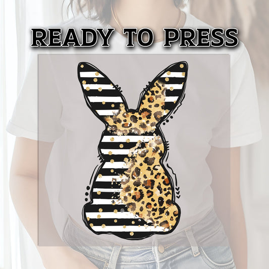 Easter Bunny DTF Transfer, DTF Transfer Ready For Press, Heat Press Transfer, Leopard Bunny Heat Transfer, Ready For Press Heat Transfers