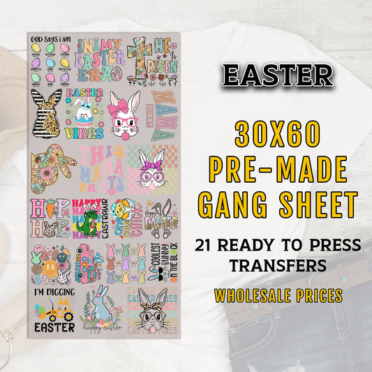 Easter DTF Transfer, DTF Transfer Ready For Press, Easter Premade Gang Sheet, Heat Transfer, Custom Transfers, Heat Press Transfer, Kids DTF