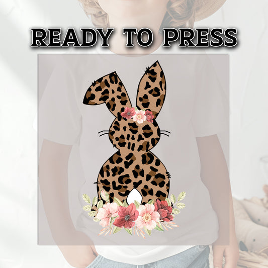 Bunny Leopard Easter DTF Transfer, DTF Transfer Ready For Press, Bunny Transfer, Leopard Bunny Heat Transfer, Ready For Press Heat Transfers