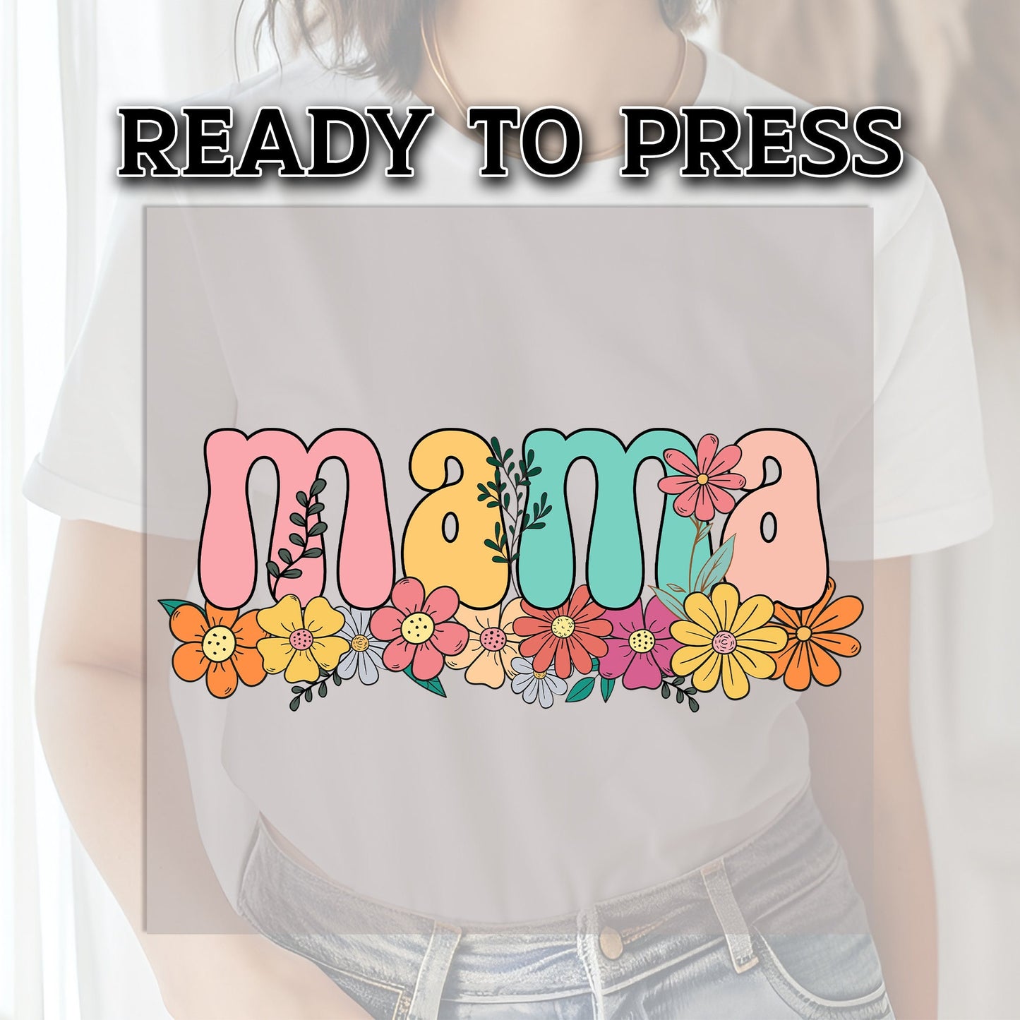 Floral Mama DTF Transfer, DTF Transfer Ready For Press, Mama Heat Press Transfer, Retro Mama Transfer, Ready For Press, Mama DTF Print, Dtf