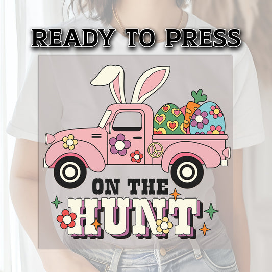 Easter DTF Transfer, DTF Transfer Ready For Press, On The Hunt, Heat Press Transfer, Easter Transfer, Ready For Press Heat Transfers, DTF