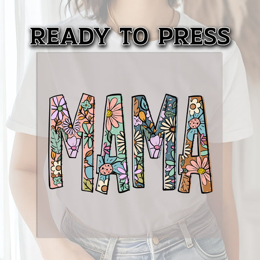 Floral Mama DTF Transfer, Mama DTF Print, DTF Transfer Ready For Press, Mama Heat Press Transfer, Retro Mama Transfer, Ready For Press, Dtf