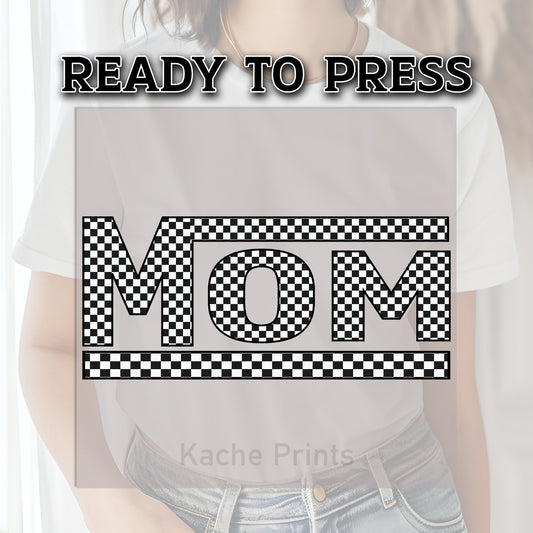 Checkered Mom DTF Transfer, Mom DTF Print, DTF Transfer Ready For Press, Checker Mom Transfer, Mama Heat Press Transfer, Ready For Press