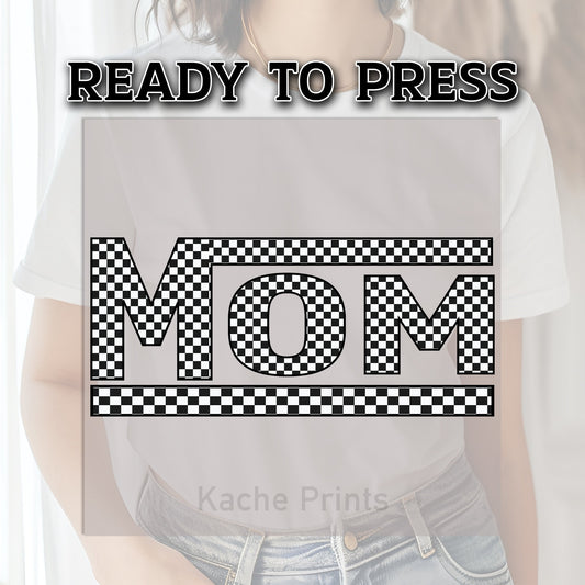 Checkered Mom DTF Transfer, Mom DTF Print, DTF Transfer Ready For Press, Checker Mom Transfer, Mama Heat Press Transfer, Ready For Press